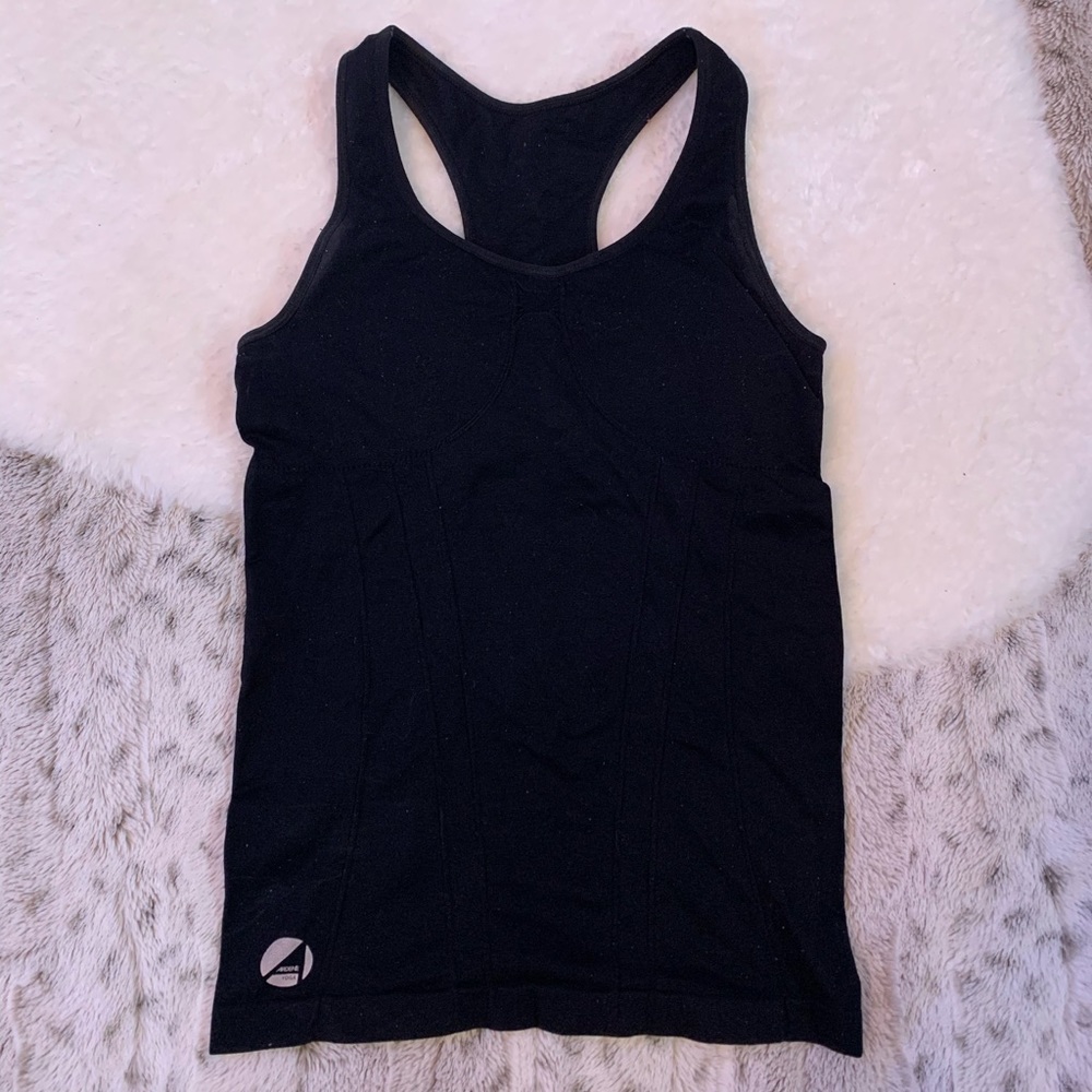 Black workout top with built in bra